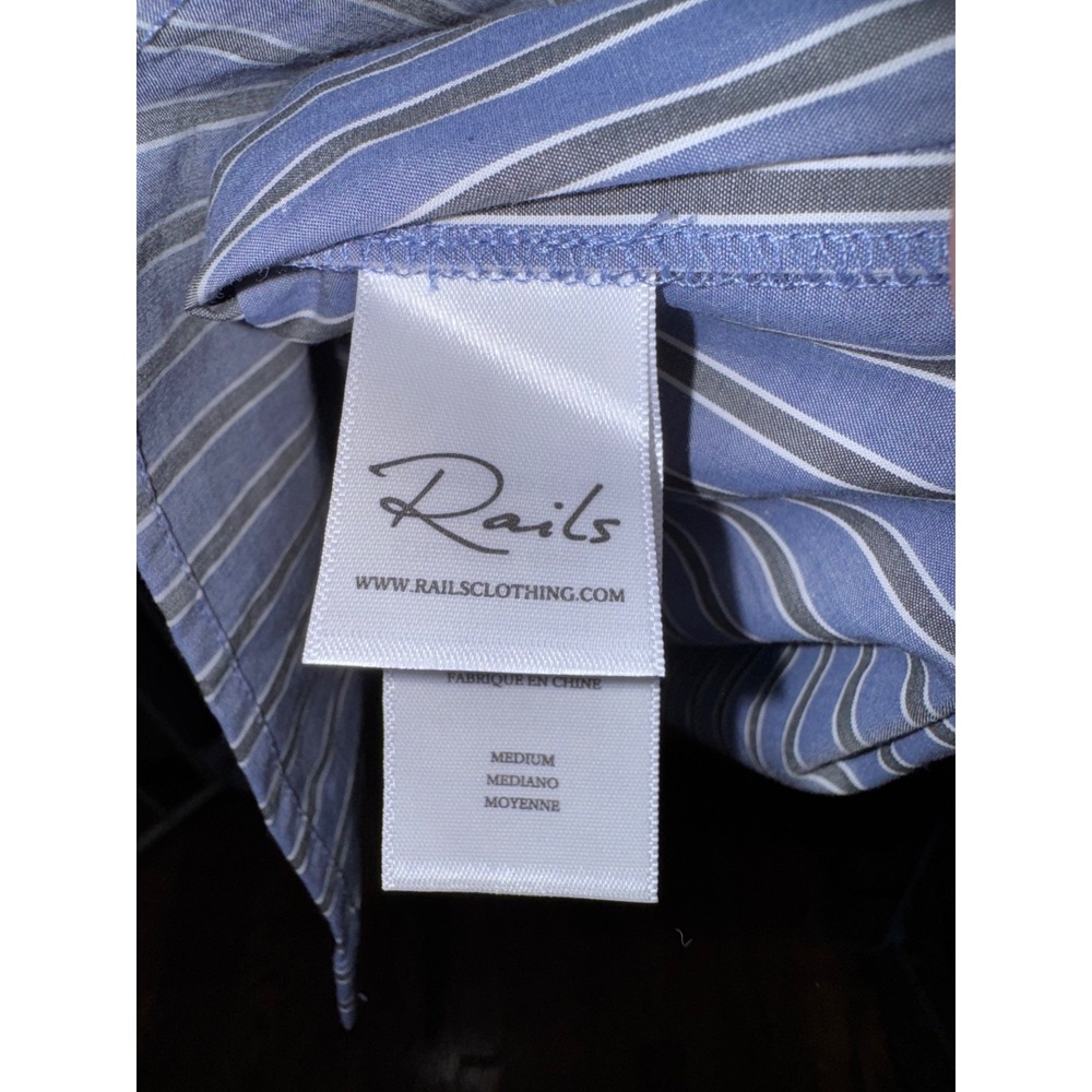 NWT Rails Nadia Button Up Wrap Mini Dress in Brentwood blue Stripe Size Medium - Picture 5 of 9